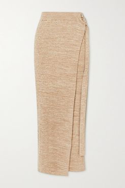 Matilde Layered Ribbed Cotton Maxi Skirt - Neutral