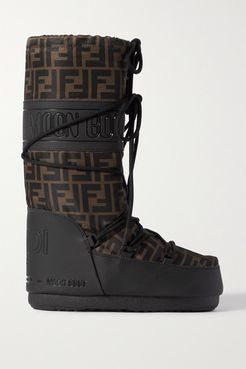 Printed Shell And Rubber Snow Boots - Brown
