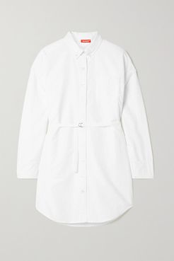 Belted Cotton-canvas Shirt Dress - White