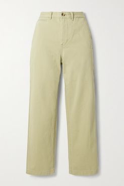 Pierce Cropped Cotton-twill Straight Leg Pants - Sand