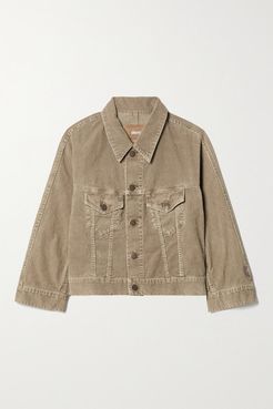 Moore Cropped Cotton-corduroy Jacket - Mushroom