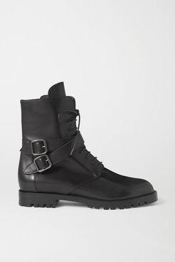 Tiniosa Buckled Leather Ankle Boots - Black