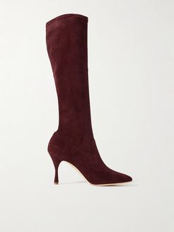 Pamfilo Stretch-suede Knee Boots - Burgundy