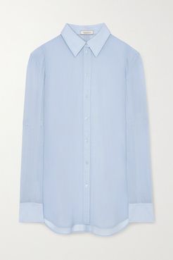 Wool-blend Voile Shirt - Sky blue