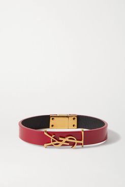 Patent-leather And Gold-tone Bracelet - Red