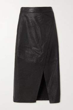 Envelope1976 - Hurum Leather Wrap Midi Skirt - Black