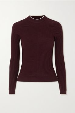 Filipa Trueknit Ribbed Wool-blend Top - Plum