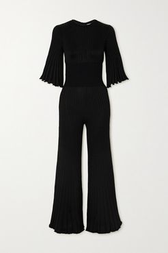 Ribbed-knit Jumpsuit - Black