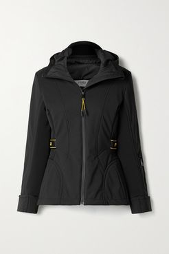 Rubber-trimmed Paneled Hooded Ski Jacket - Black