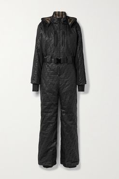 Printed Padded Ski Suit - Black