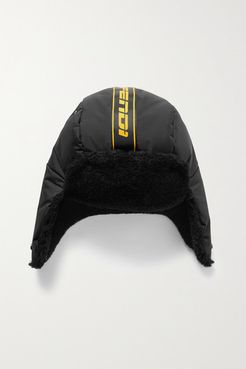 Shearling-trimmed Shell Hat - Black