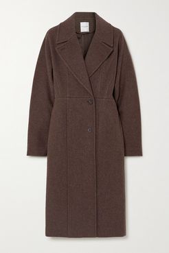 Line Wool-blend Coat - Brown
