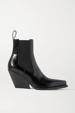 Glossed-leather Ankle Boots - Black