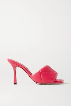 Debossed Leather Mules - Pink