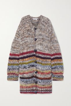 Striped Alpaca-blend Cardigan - Gray