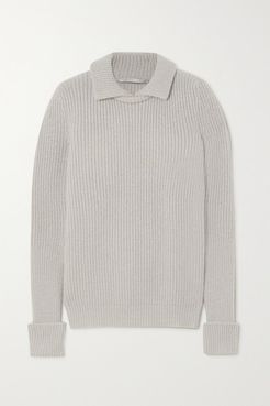 Ribbed Wool-blend Sweater - Light gray