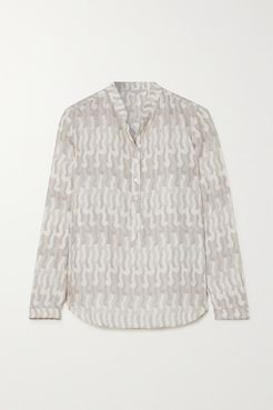 Eva Printed Silk Shirt - White