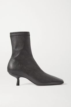 Audrey Stretch-leather Ankle Boots - Black