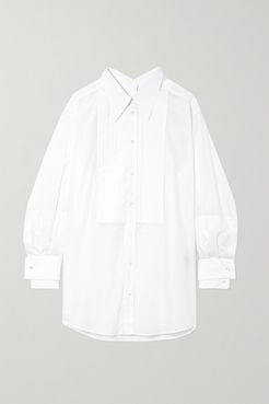 Oversized Pintucked Cotton-poplin Shirt - White