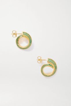 Gold-tone Crystal Earrings - Green