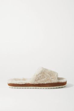 Kalina Shearling And Suede Slides - Cream