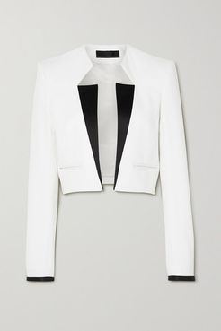 Silk-trimmed Cotton-twill Jacket - White