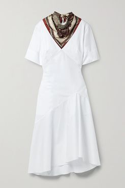 By Any Other Name Paisley-print Silk Twill-trimmed Cotton-poplin Midi Dress - White