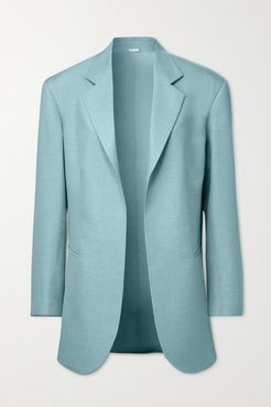 Coco Oversized Belted Wool-blend Blazer - Blue