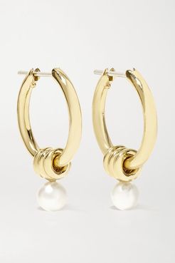 Ara 18-karat Gold Pearl Hoop Earrings