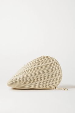 Pluto Pleated Leather Clutch - Cream