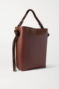 Saturn Oversized Tasseled Leather And Canvas Tote - Brown