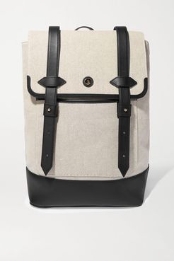 Upland Leather-trimmed Canvas Backpack - Black