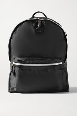 Fold-up Leather And Grosgrain-trimmed Shell Backpack - Black