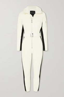 Signature In The Boot Belted Striped Ski Suit - Cream