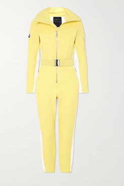 Signature In The Boot Belted Striped Ski Suit - Yellow