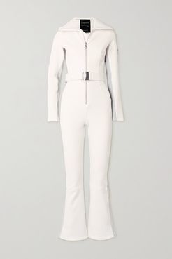 Signature In The Boot Belted Striped Ski Suit - Cream