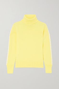 Intarsia Merino Wool Turtleneck Sweater - Yellow