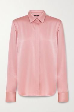 Kristen Satin-crepe Shirt - Blush
