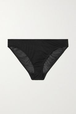 Callie Ribbed-knit Briefs - Black