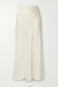 Noel Grosgrain-trimmed Silk-satin Skirt - Ivory