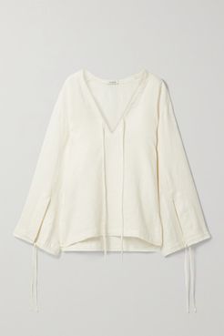 Essaouira Tie-detailed Linen Blouse - Cream