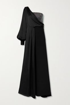 Sharisha Crystal-embellished Stretch-crepe Jumpsuit And Charmeuse Tunic Set - Black