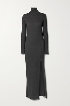 Everest Stretch-knit Turtleneck Maxi Dress - Dark gray