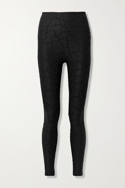 3d Cracked Earth Textured Stretch-nylon Leggings - Black