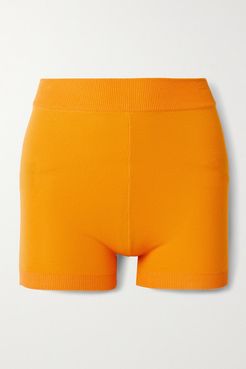 Yoni Technical-knit Organic Cotton-blend Shorts - Orange