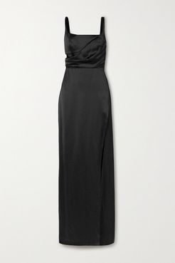 Brandon Maxwell - Cutout Draped Silk-satin Gown - Black