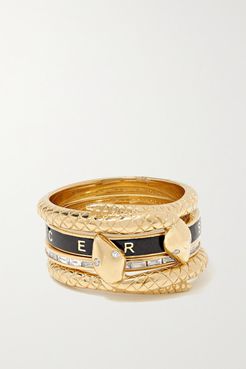 Snake Set Of Four 18-karat Gold, Diamond And Enamel Rings