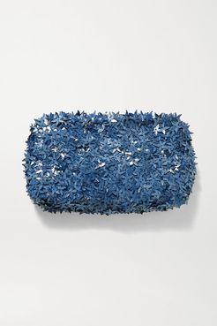 Ambra Embellished Tulle Clutch - Light blue