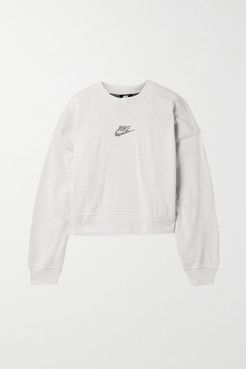 Sportswear Oversized Cropped Printed Cotton-blend Jersey Sweatshirt - Light gray