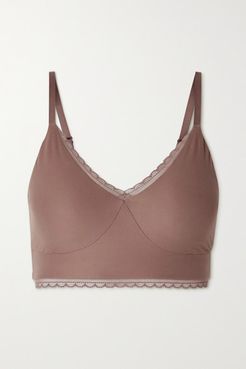 Indy Luxe Stretch Lace-trimmed Dri-fit Sports Bra - Antique rose